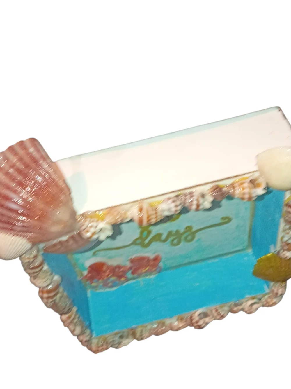 Seaside Shell Shadow Box - Blue and Gold 